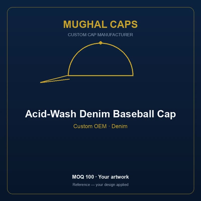 Acid-Wash Denim Baseball Cap