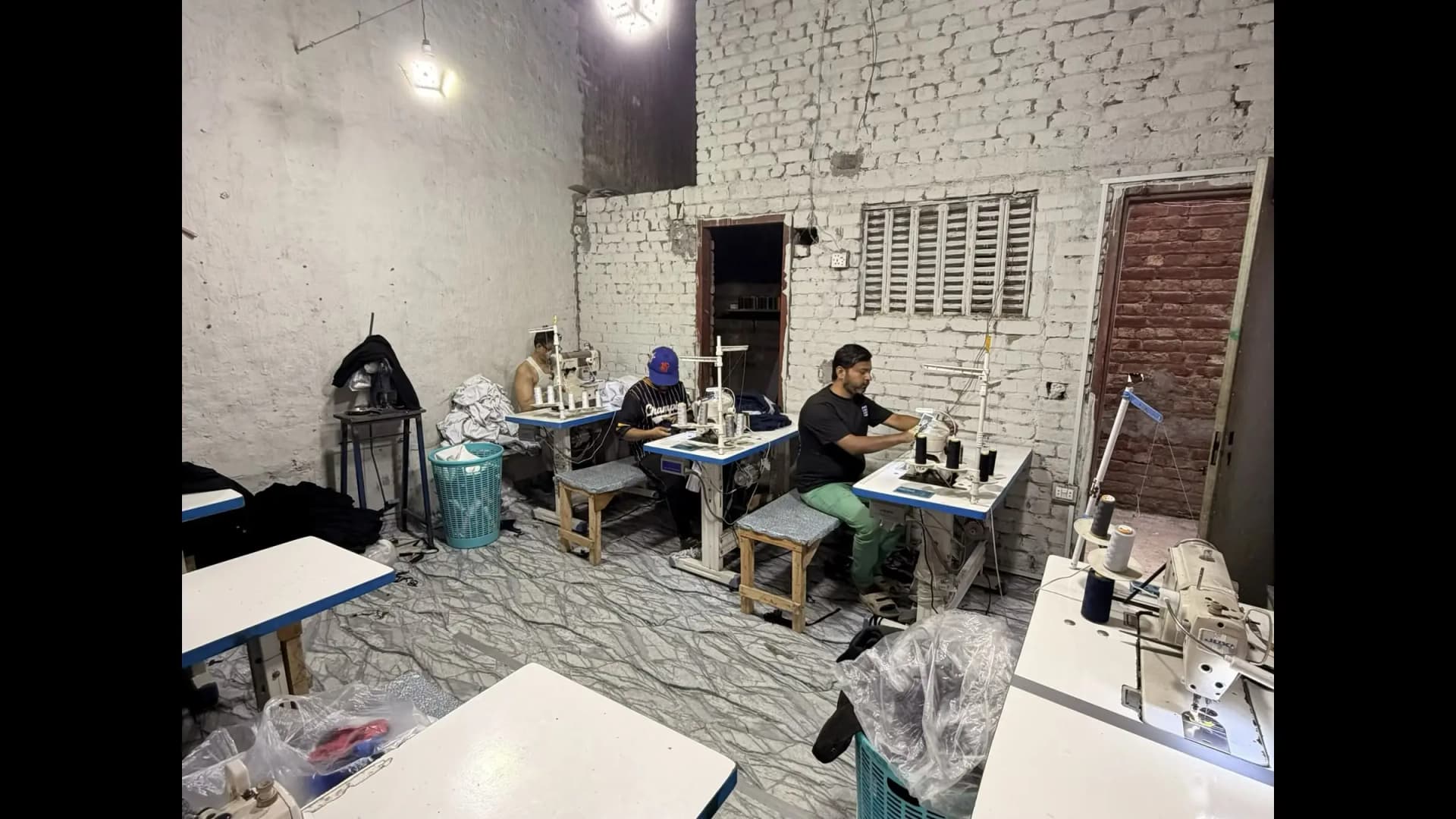 Sewing line at the MughalCaps / Mughal Apparel factory in Daska, Sialkot